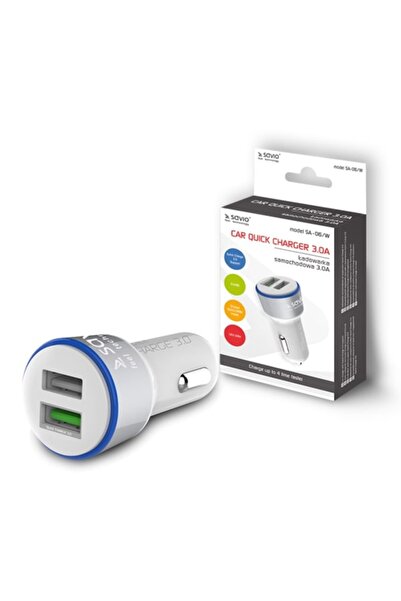 Savio Încărcător auto SA-06, încărcare rapidă 3.0, alb