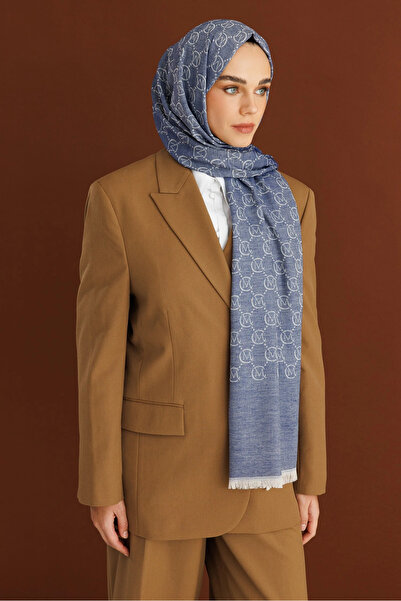 Mooncorn Μπλε του ουρανού μάλλινο μεταξωτό σάλι