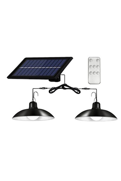 BZRSH Set de 2 becuri LED 50W cu panou solar, telecomandă, 3 moduri de iluminare