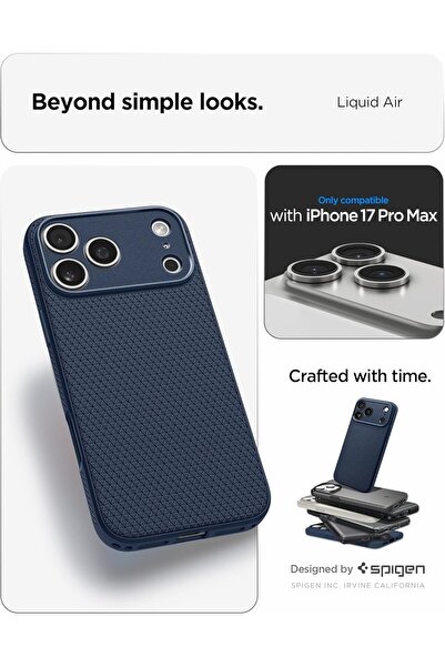 Spigen Liquid Air compatible with iPhone 17 Pro Max case cover (2025) - Navy Blue