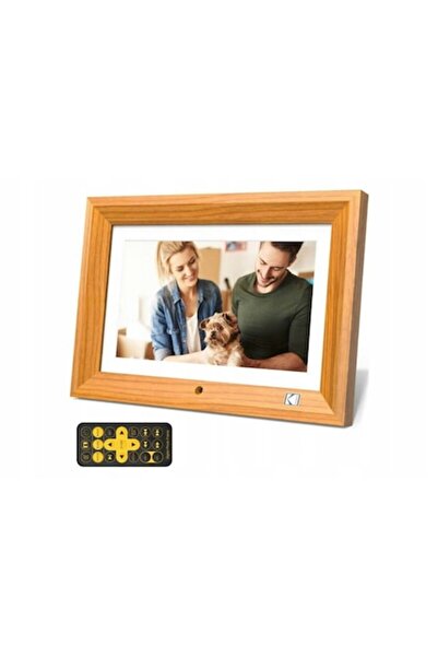 Kodak LED Digital Photo Frame, 10 inch, video playback, clock & calendar, wooden frame, Brown