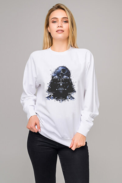 QIVI سويت شيرت نسائي محبوك من Darkside مطبوع بأكمام طويلة