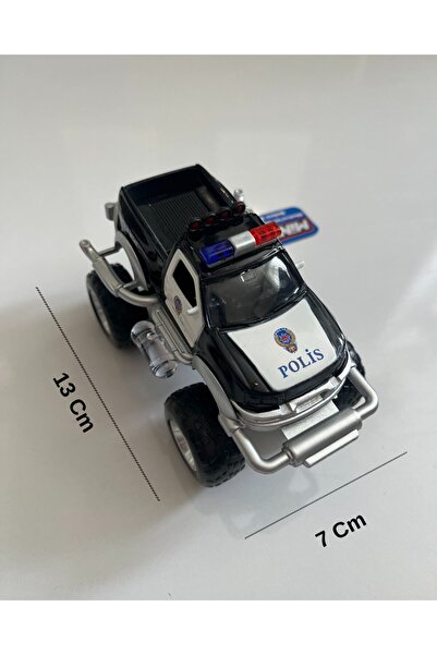 mavi su dünyası Metal Çek Bırak Sesli Canavar Polis Arabası 13x7x9 Cm