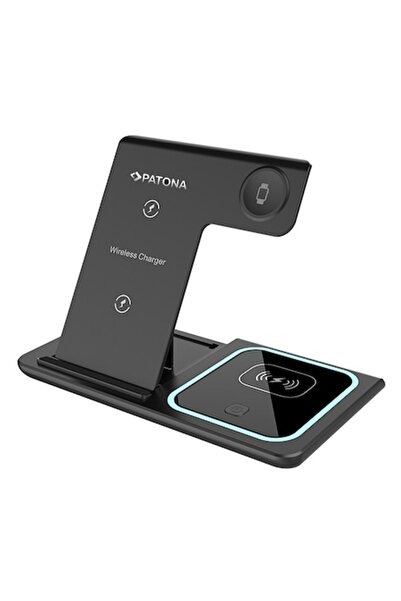 Patona 3-in-1 QI Wireless Charging Station, Fast Charge 15W — iPhone, Apple Watch, AirPods, Androi