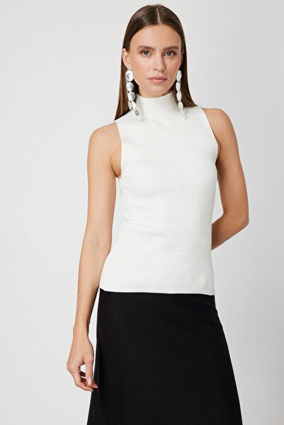 ON TRİKO Taşlı Kolsuz Triko Bluz 66375-26K