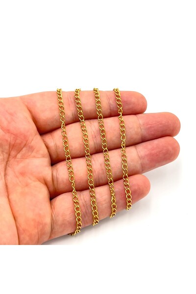yfhobi 1 Metre- 0.60 mm Çelik Zincir, Kolye Zinciri, Takı Zinciri, Gold Renk,...
