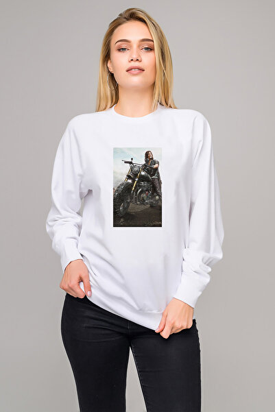 QIVI سترة نسائية محبوكة باللون الأبيض من Pubg Aesthetic مطبوع بأكمام طويلة