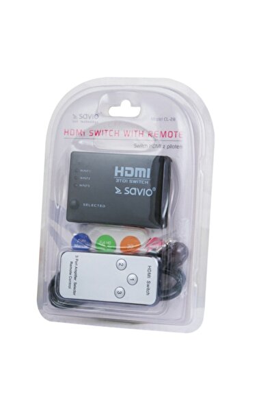 Savio CL-28 HDMI Splitter, 3x1 ports, includes remote