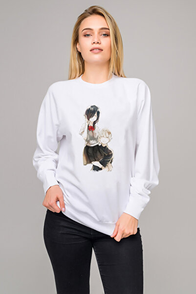 QIVI سترة أنمي طوكيو غول أنتيكي توكا رابيت مطبوع للنساء باللون الأبيض محبوكة ...