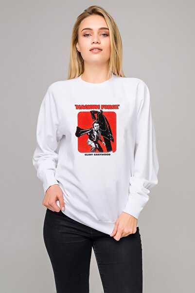 QIVI سترة ماجنوم فورس كلينت إيستوود مطبوع للسيدات باللون الأبيض محبوكة بأكمام...