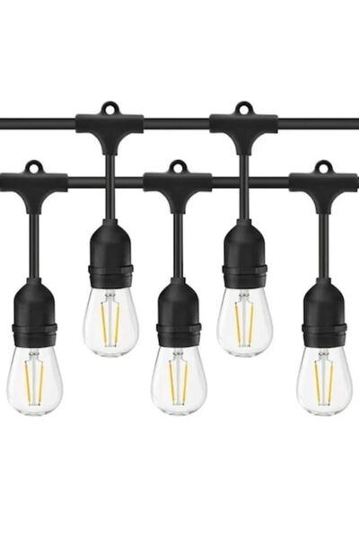 BZRSH Panou solar cu ghirlande luminoase, 10 m, 10 becuri LED cu filament E27...