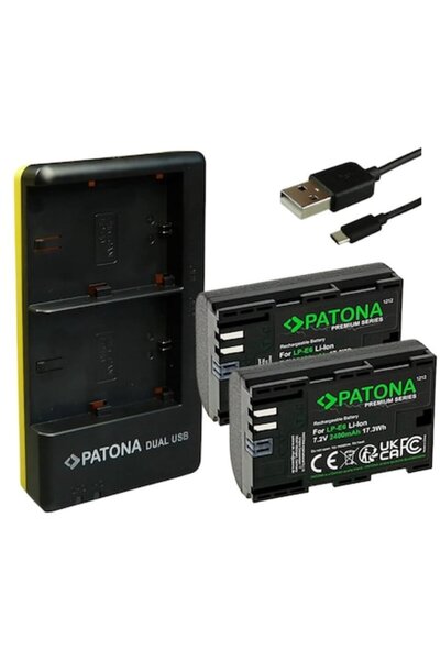 Patona Dual USB Charger + 2x LP-E6 Batteries for Canon (with Smardy Microfiber)