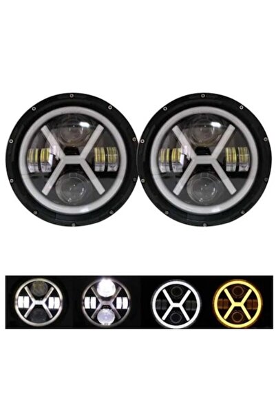 BZRSH Set 2 faruri LED universale de 7 inch, cu fascicul dublu, semnalizare, ...