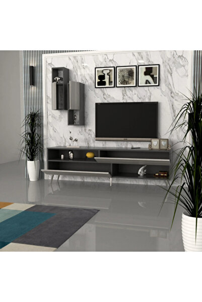 Stylish Home White and gray TV stand and coffee table set - SH02