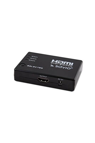 Savio CL-28 HDMI Splitter, 3x1 ports, includes remote
