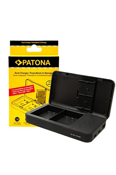Patona Încărcător dual USB DMW-BLK22 cu baterie externă și 2 sloturi pentru c...