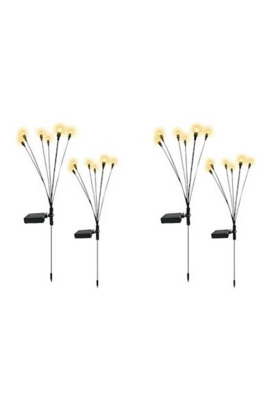 OEM Set de 4 lămpi solare LED de grădină, 6 LED-uri, alb cald, senzor de amur...