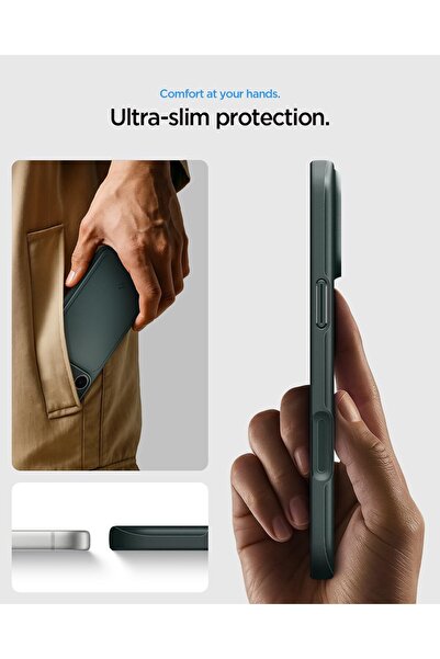 Spigen Thin Fit MagFit designed for iPhone 17 Pro Max case cover [MagSafe compatible] - Abyss Green