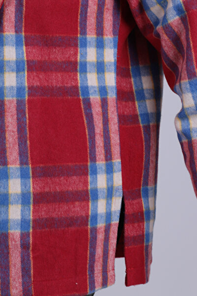 armonika Women's Red Men's Collar Side Slit Oversized Jacket Arm-26K001009