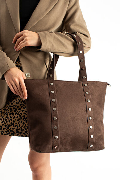 Night Alessia Model Suede Women's Hand and Shoulder Bag