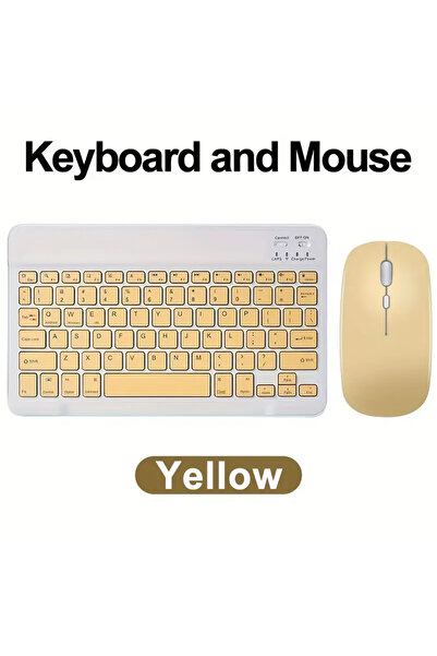 MaffStuff MaffStuff® Cream Yellow Wireless Keyboard and Mouse Set – Silent, Bluetooth