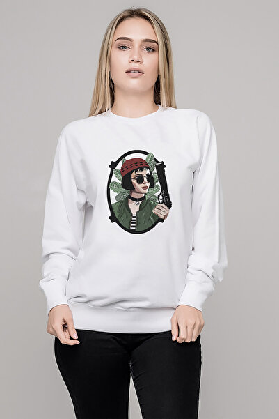 QIVI سترة ليون آند ماثيلدا ذا بروفيشنال ميرور مطبوع للسيدات باللون الأبيض محب...