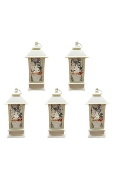 BZRSH Set de 5 mini felinare LED albe, decorațiune de Crăciun, lumină caldă, ...