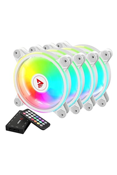 Savio Set de 4 ventilatoare PC FAN-01 RGB, include controler și telecomandă, alb