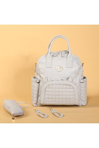 BUDİ HOME M&Y Kitty Leather Mother Baby Care Backpack 7271 Gray