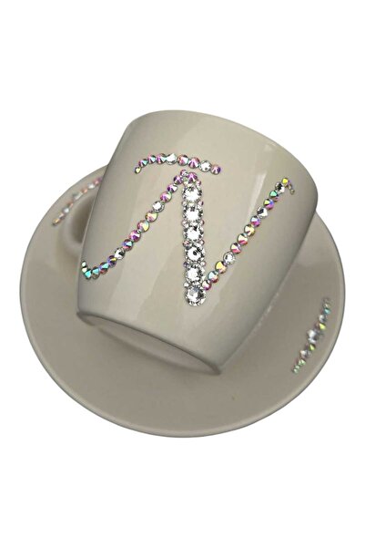 by Alexandra Vacarusi Personalized mug and saucer set with Swarovski Crystals and Preciosa Crystals, personalized gift