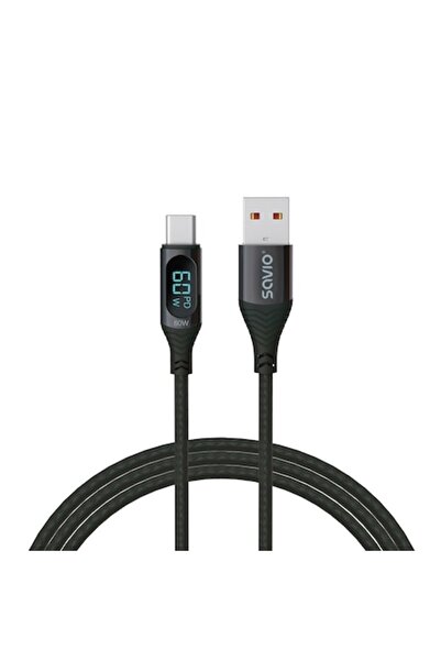 Savio USB-C data/charging cable CL-172, Quick Charge PD 60W, digital display, 1m