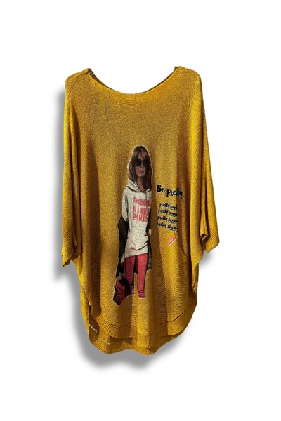 SUMEF Women's Mercerized Knitwear Blouse – Oversized Comfortable Fit, Printed Blouses (Sizes 38-48)