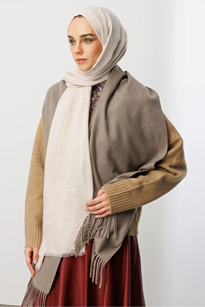 Mooncorn Σάλι από μαλλί κασμίρ με χρώμα πέτρας με σχέδιο ρουμι