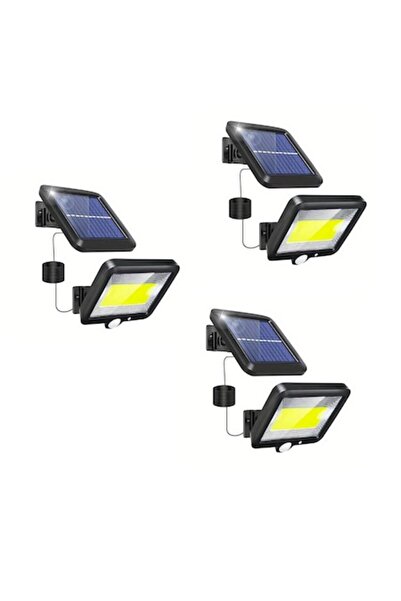 BZRSH Set de 3 reflectoare solare 100 LED-uri, 30W, cablu 5m, senzor de mișcare
