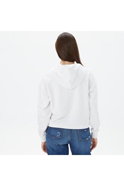Tommy Jeans Relax Crop Essential Logo Hoodie Women's White Sweatshirt