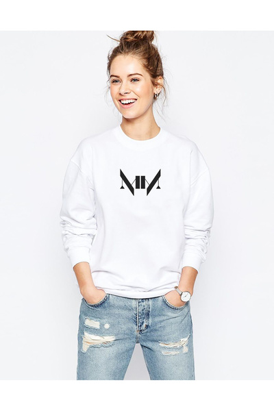 QIVI Marilyn Manson Pale Emperor Music Album B Printed White Women's Knitted ...