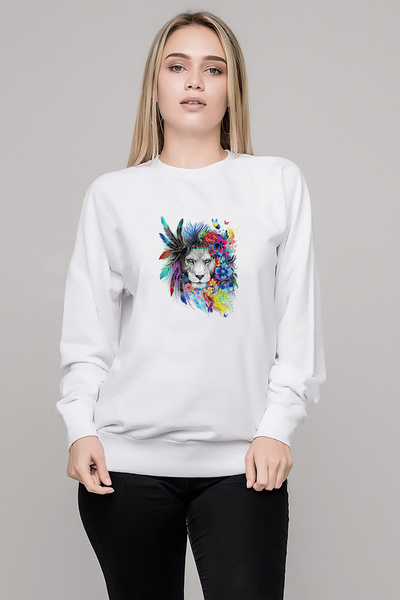 QIVI سترة Aslan Sanat Art Drawing Poster Painting Aslan مطبوع للسيدات باللون ...