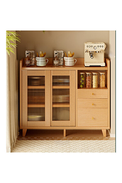 KEKE Modern Simple Style Natural Finish Sideboard for Living Room and Kitchen