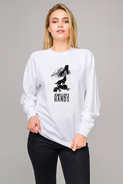 QIVI سترة ARCTIC MONKEYS Wolf Kurt Jewellers Hands مطبوع للسيدات باللون الأبي...