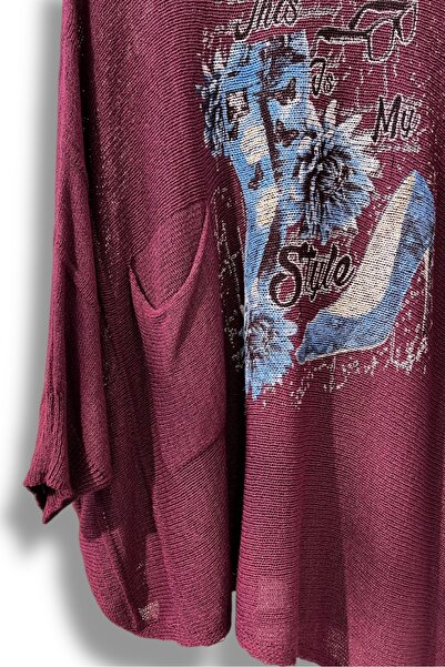 SUMEF Γυναικεία πλεκτή μπλούζα Mercerized – oversized Άνετο Εφαρμογή, με τύπωμα Μπλούζες (Μέγεθος 38-48)