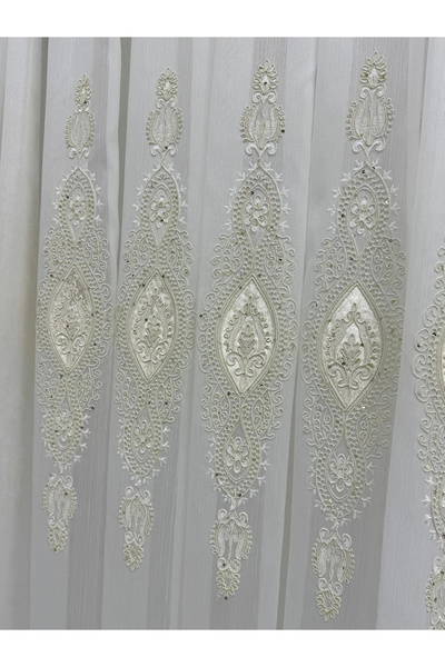 NİVEMESHOME Elisya 3812 Gold Shiny 1/2.5 Pleated Bamboo Tulle Curtain