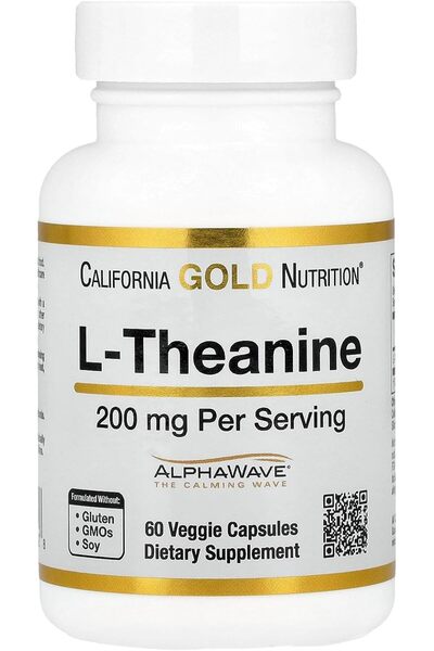 California Gold Nutrition ، L-Theanine، يحتوي على AlphaWave®، 200 مجم، 60 كبس...