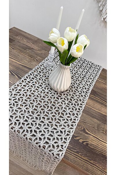 Atölye Zanaat %100 El Örgüsü Çicek Model Runnur&Amerikan Servis Taş Rengi