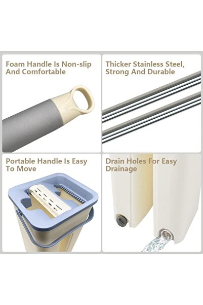 Cleaning JYDQ M Manual Press Flat Mop with Bucket - 2-in-1 Wet/Dry Microfiber Mop (Black)