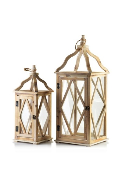 MONDEX Set de 2 felinare din lemn 26,5x26,5x70 cm și 19x19x50 cm - Scandinav/...