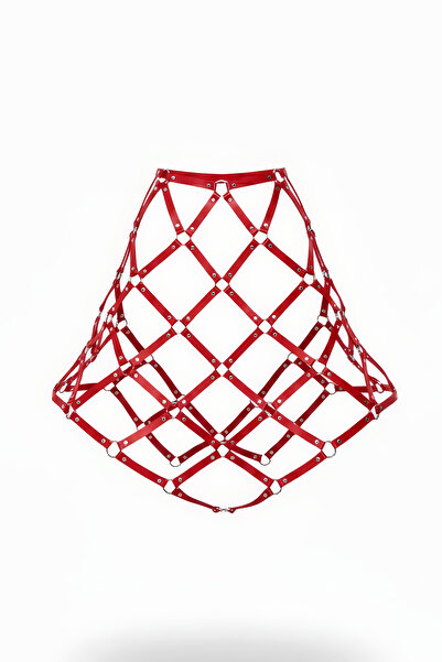 Angels Passion Red Leather Skirt Laser Cut Leather Skirt