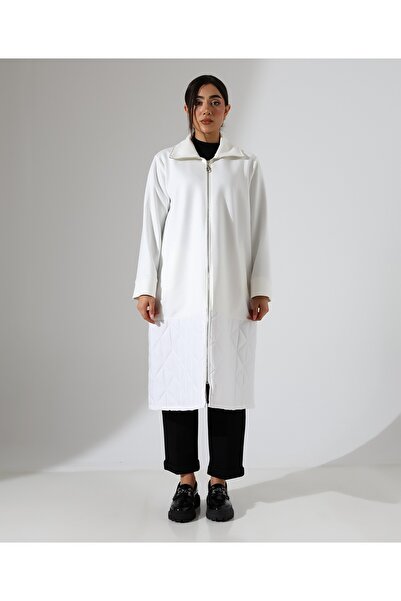 Fi'l Arz Fashion Women's Zipper Closure Quilted Long Coat