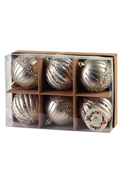 MONDEX Set de 6 globuri de Crăciun, Mondex, șampanie, detalii elegante