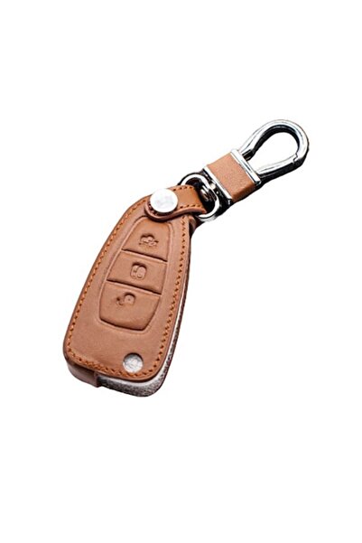 VTH Husă cheie din piele ecologică maro pentru Ford Fiesta, Focus, Mondeo, Ecosport, Kuga, Focus ST