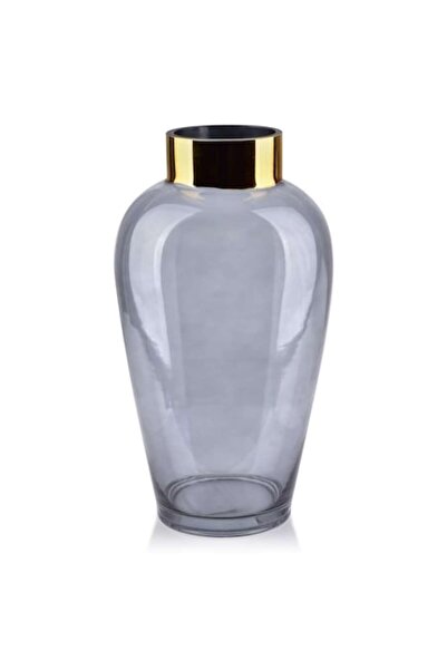 MONDEX Vază SERENITE din sticlă 17x32 cm Gri/Auriu